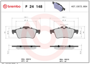 Brembo Premium Low-Met OE Equivalent Pad Brake Pad P24148
