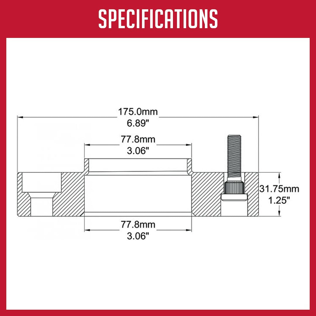 Revolution Easy To Install Wheel Adapter 6550-6550H-B125 - 6X5.5 1.25 77.8M M12 1.25