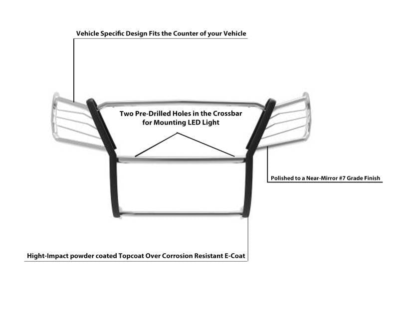 Black Horse No Drill Mounting Grille Guard 17FP32MSS - 2015-2018 Ford F-150 Guard-G