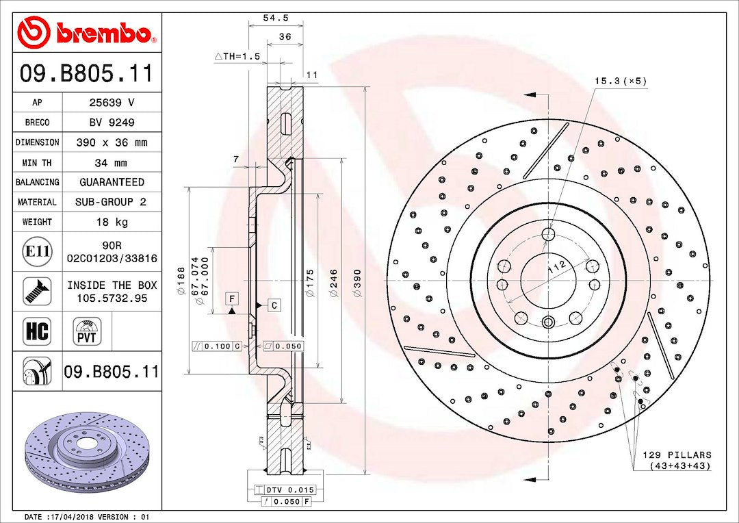 Brembo Components Not Hazardous To Health Brake Rotor 09B80511C02 - Disc