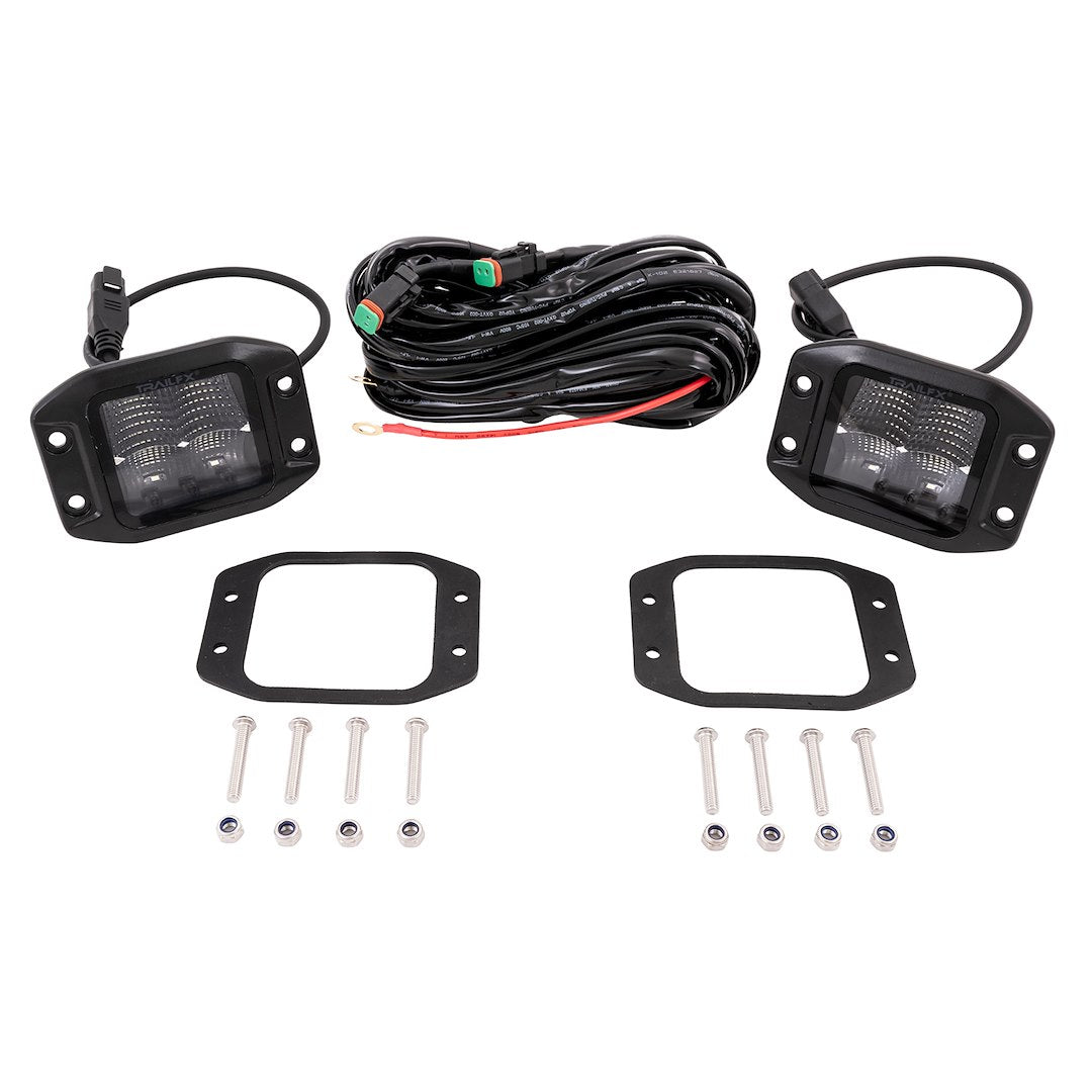 Trailfx Limited Lifetime Warranty Driving/ Fog Light 2X2FMBKF2 - 2X2 Pod 4X5W FL BK PR Flush Mount