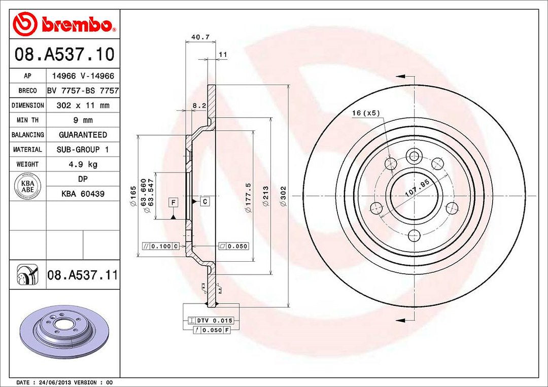 Brembo Components Not Hazardous To Health Brake Rotor 08A53711C02 - Disc