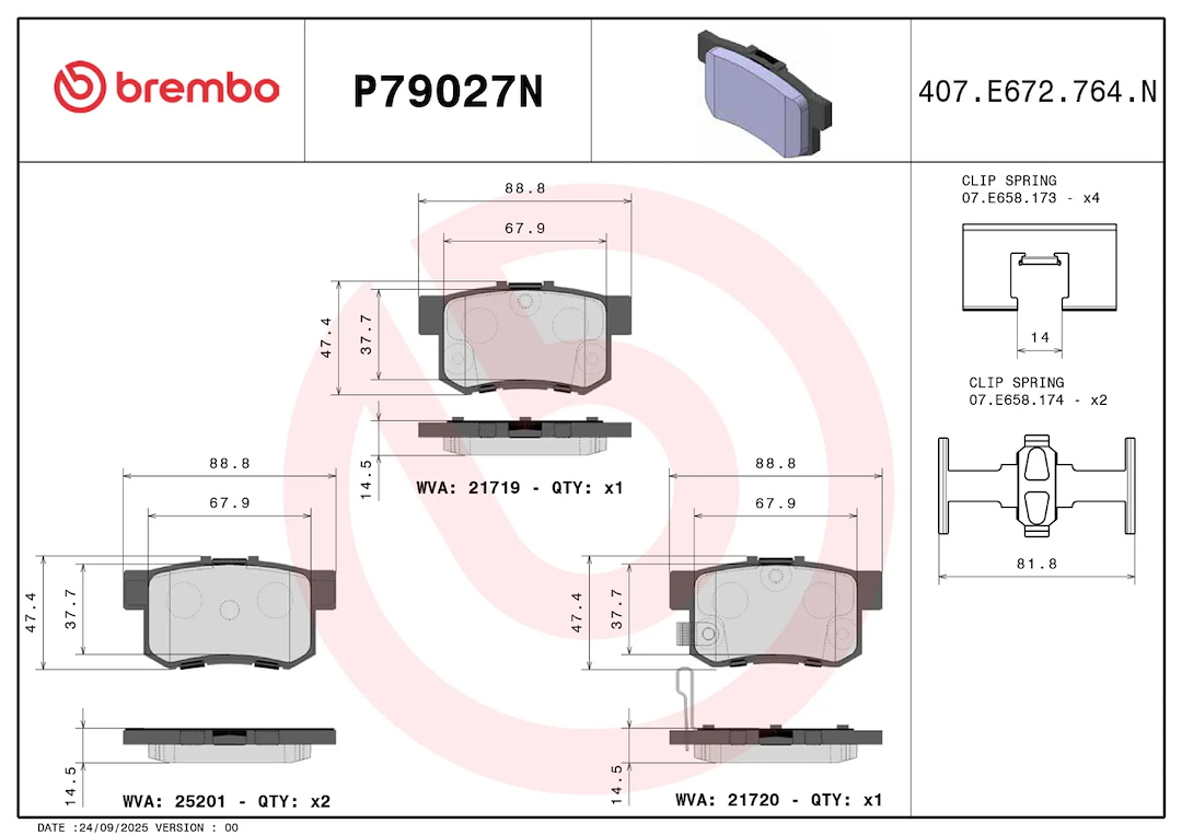 Brembo Brembo Quality Brake Pad P79027N