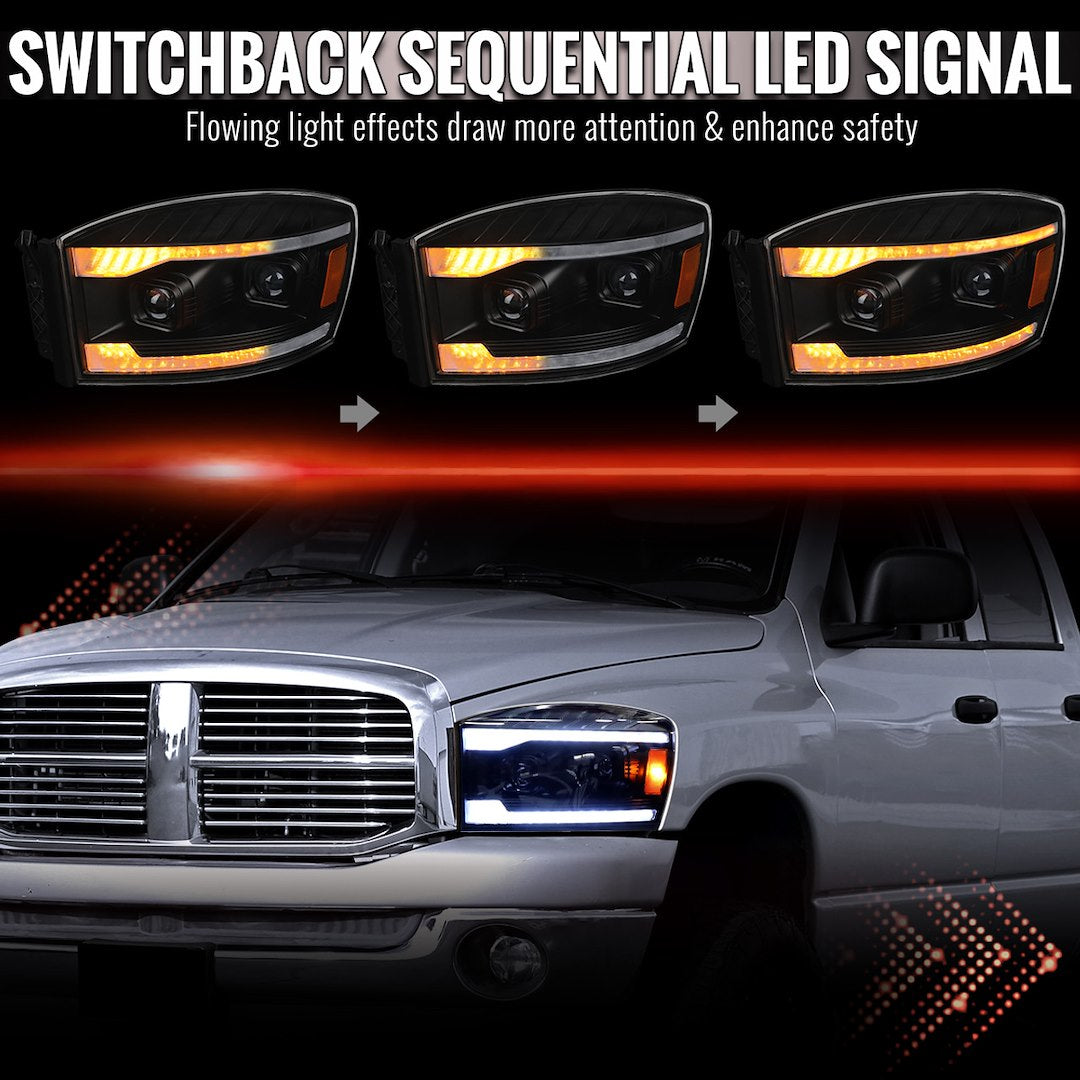 Spec-D Tunin 2LHP-RAM06JM-SQ-RS Headlight Assembly