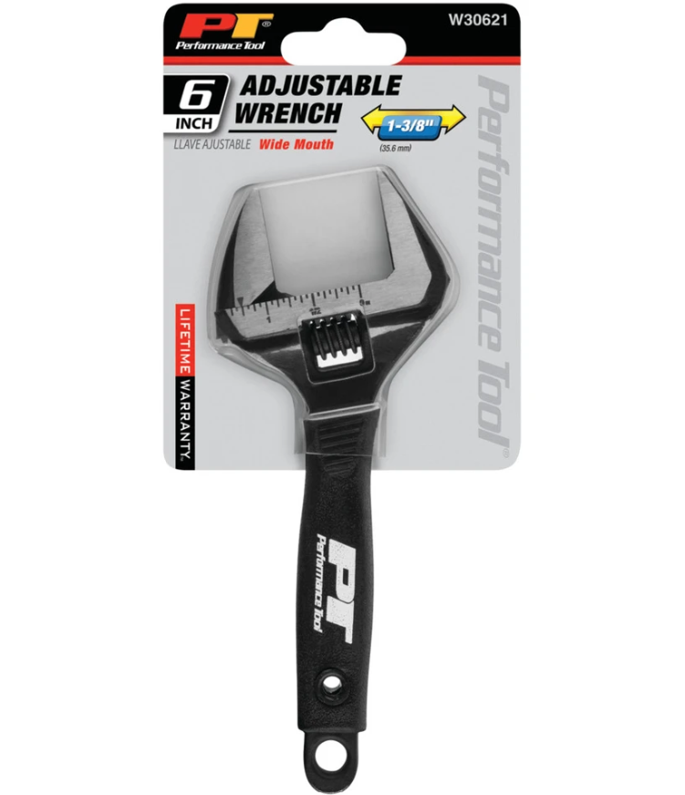 Perform Tool Limited Lifetime Warranty Adjustable Wrench W30621 - Wide Mouth