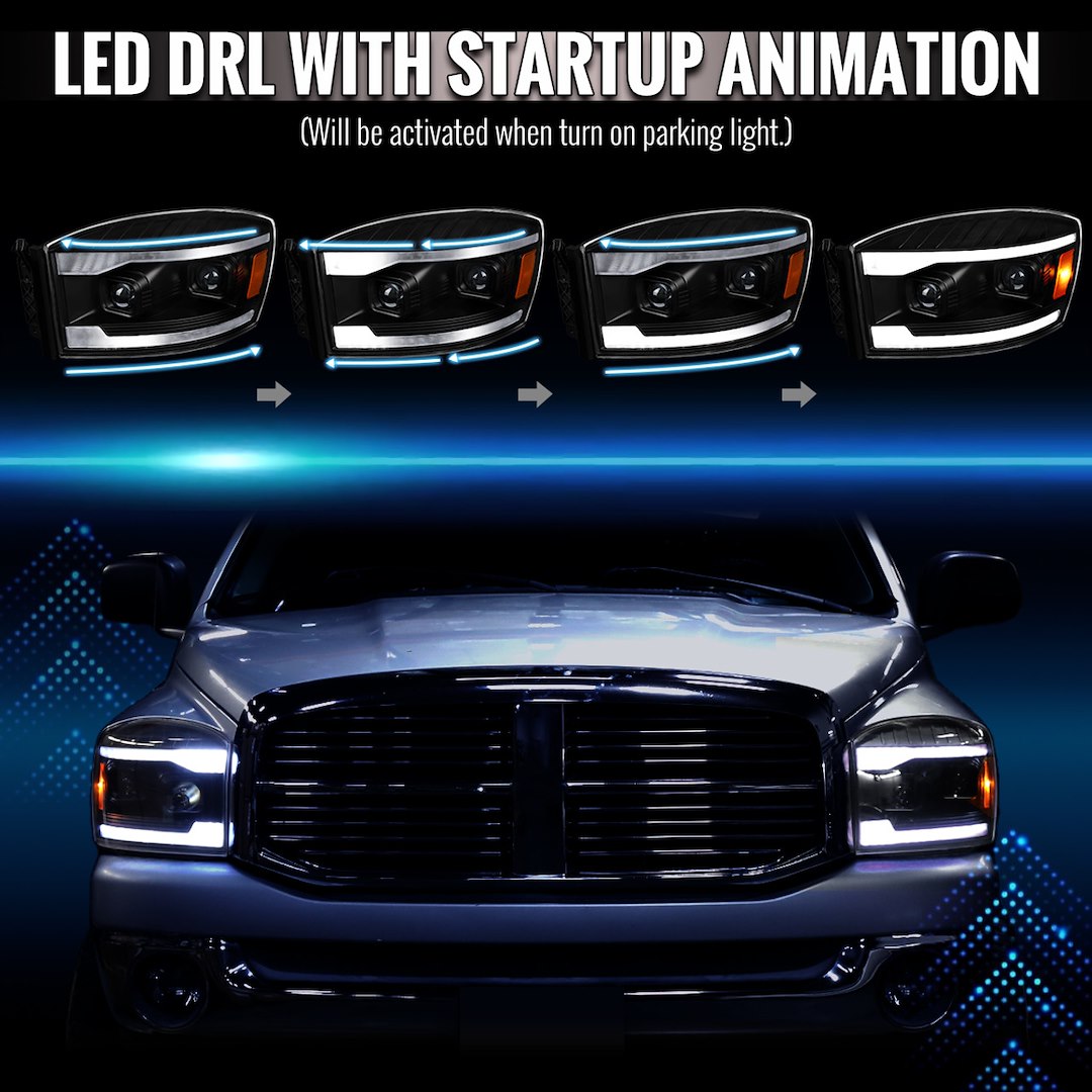 Spec-D Tunin 2LHP-RAM06JM-SQ-RS Headlight Assembly