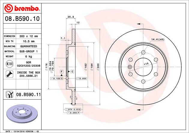 Brembo Components Not Hazardous To Health Brake Rotor 08B59011C02 - Disc
