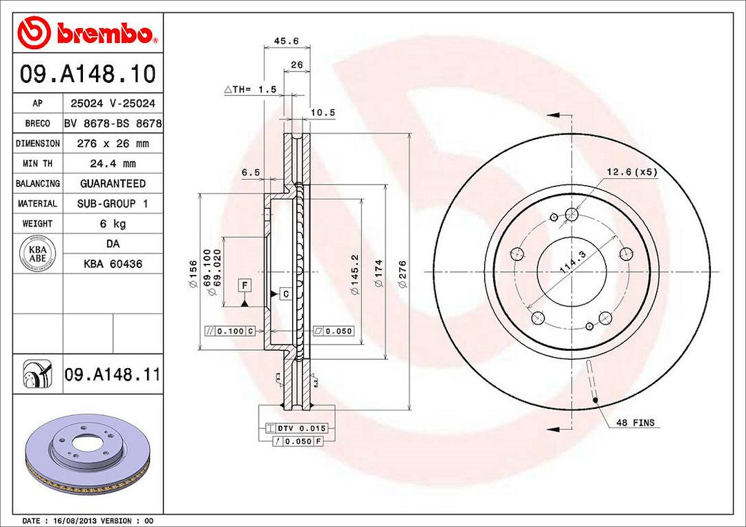 Brembo Components Not Hazardous To Health Brake Rotor 09A14811C02 - Disc