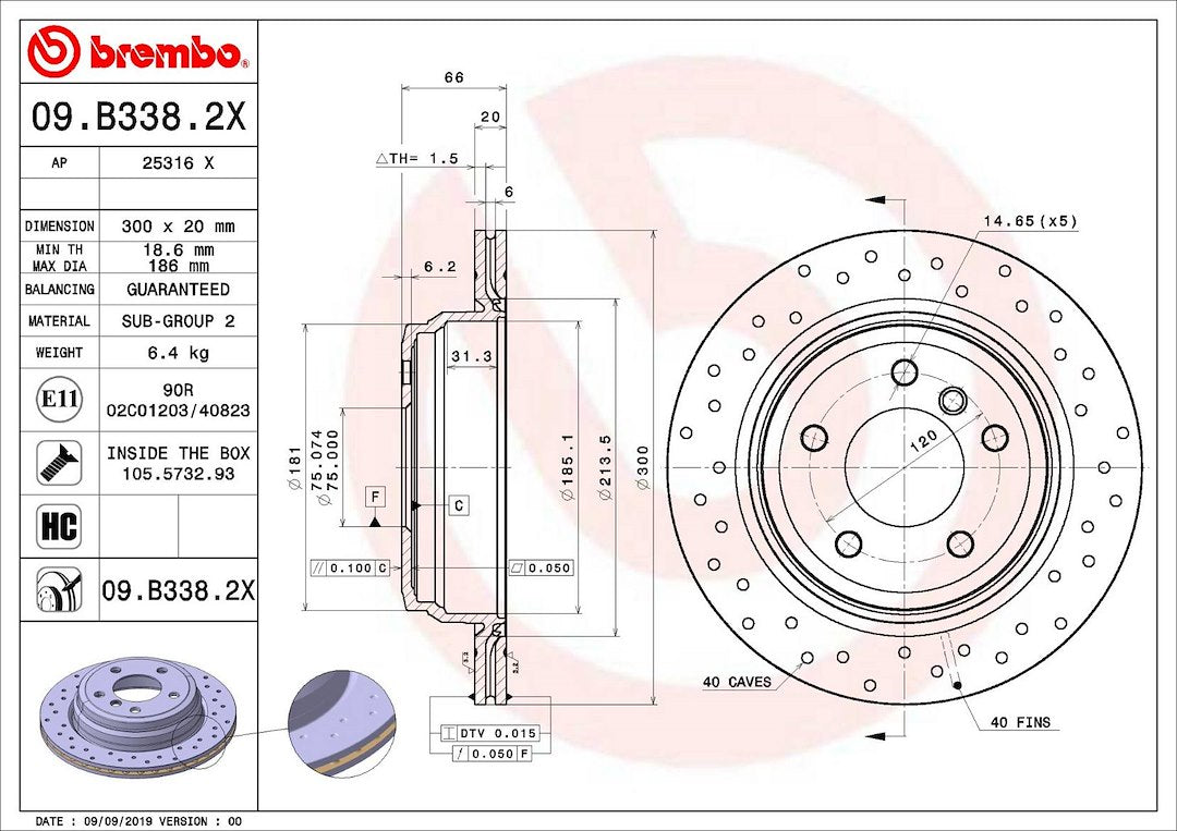 Brembo 09B3382XC02 Brake Rotor