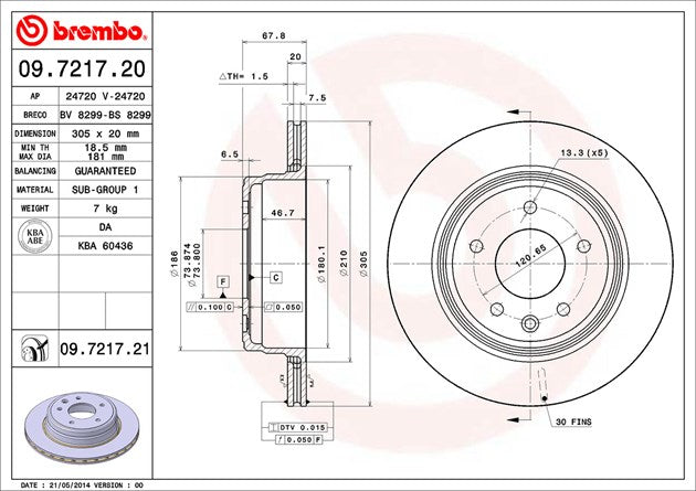 Brembo 09721721C02 Brake Rotor