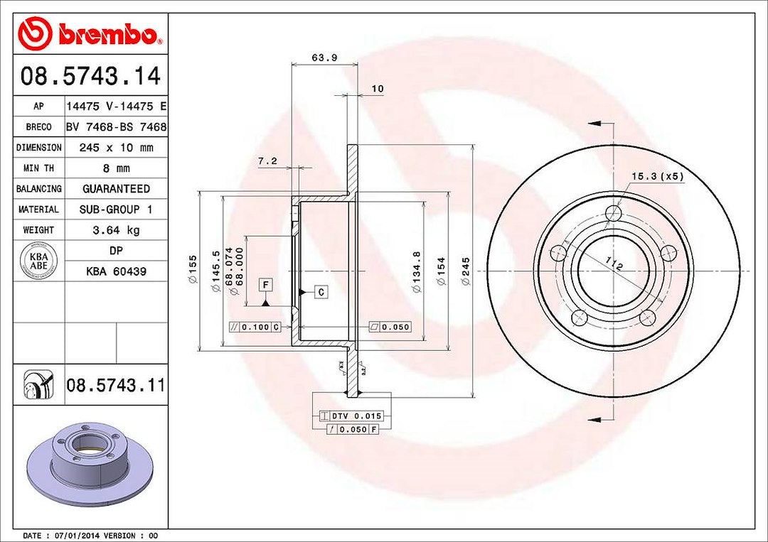 Brembo Components Not Hazardous To Health Brake Rotor 08574311C02 - Disc