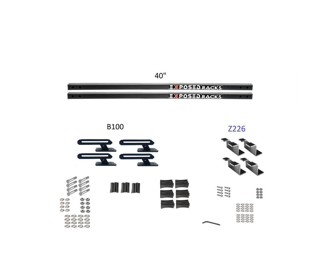 Exposed Rack 8-00-7660-BK Roof Rack Kit with 40-inch black crossbar, B100 and Z226 accessories, ideal for RV, automotive, powersports, off-road, marine, exterior, truck accessories, interior, truck bed, rv parts, Cargo Management, AVADA - Best Sellers, Must Haves