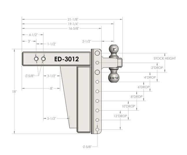 ED3012 Bulletproof 3.0' Extreme Duty 12' Drop/Rise