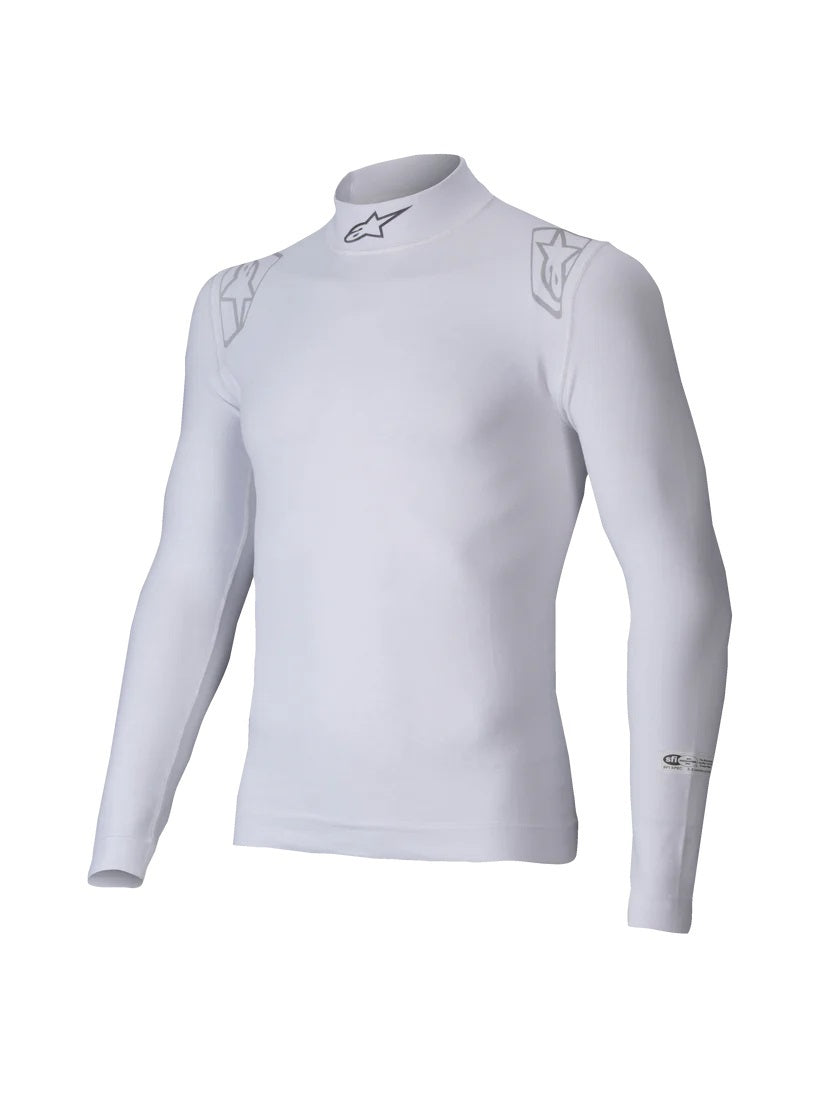 Alpinestars USA FIA Approved Fire Retardant Underwear Tops 4750325-20-M/L - White Medium Top ZX Evo V3 LRG Long Slve