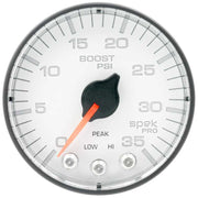 AutoMeter P303128 Autometer Spek-Pro 2 1/16in 35PSI Stepper Motor W/Peak & Warn White/Black Boost Gauge