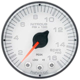 AutoMeter P320128 Autometer Spek-Pro 2 1/16in 1600PSI Stepper Motor w/ Peak & Warn White/Black Nitrous Pressure Gauge