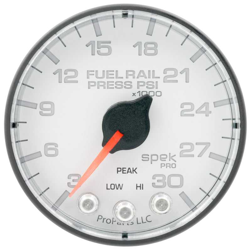 AutoMeter P321128 Autometer Spek-Pro 2 1/16in 30KPSI Stepper Motor W/Peak & Warn White/Black Rail Pressure Gauge