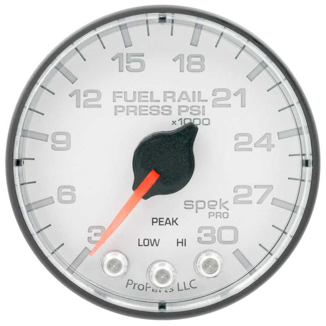 AutoMeter P321128 Autometer Spek-Pro 2 1/16in 30KPSI Stepper Motor W/Peak & Warn White/Black Rail Pressure Gauge