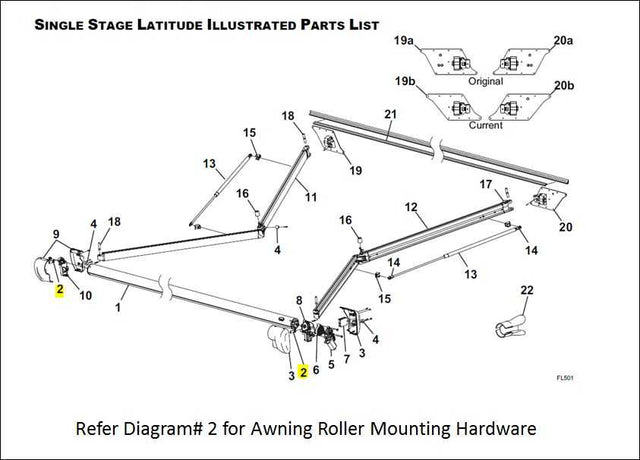 R001848 Awning Roller Mounting Hardware