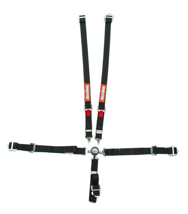 Racequip Pull Up Adjust Harness 739009RQP - Black 5PT Set Camlock JR
