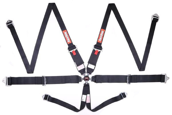 Racequip Pull Up Adjust Harness 747007RQP - Black 6PT Camlock Hnr Sfi