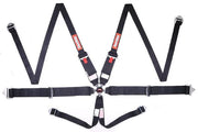 Racequip Pull Up Adjust Harness 747007RQP - Black 6PT Camlock Hnr Sfi