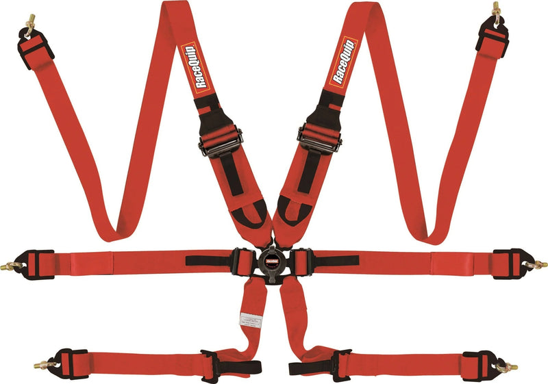 Racequip FIA Approved Harness 855015RQP - Red 6PT Camlock Hnr
