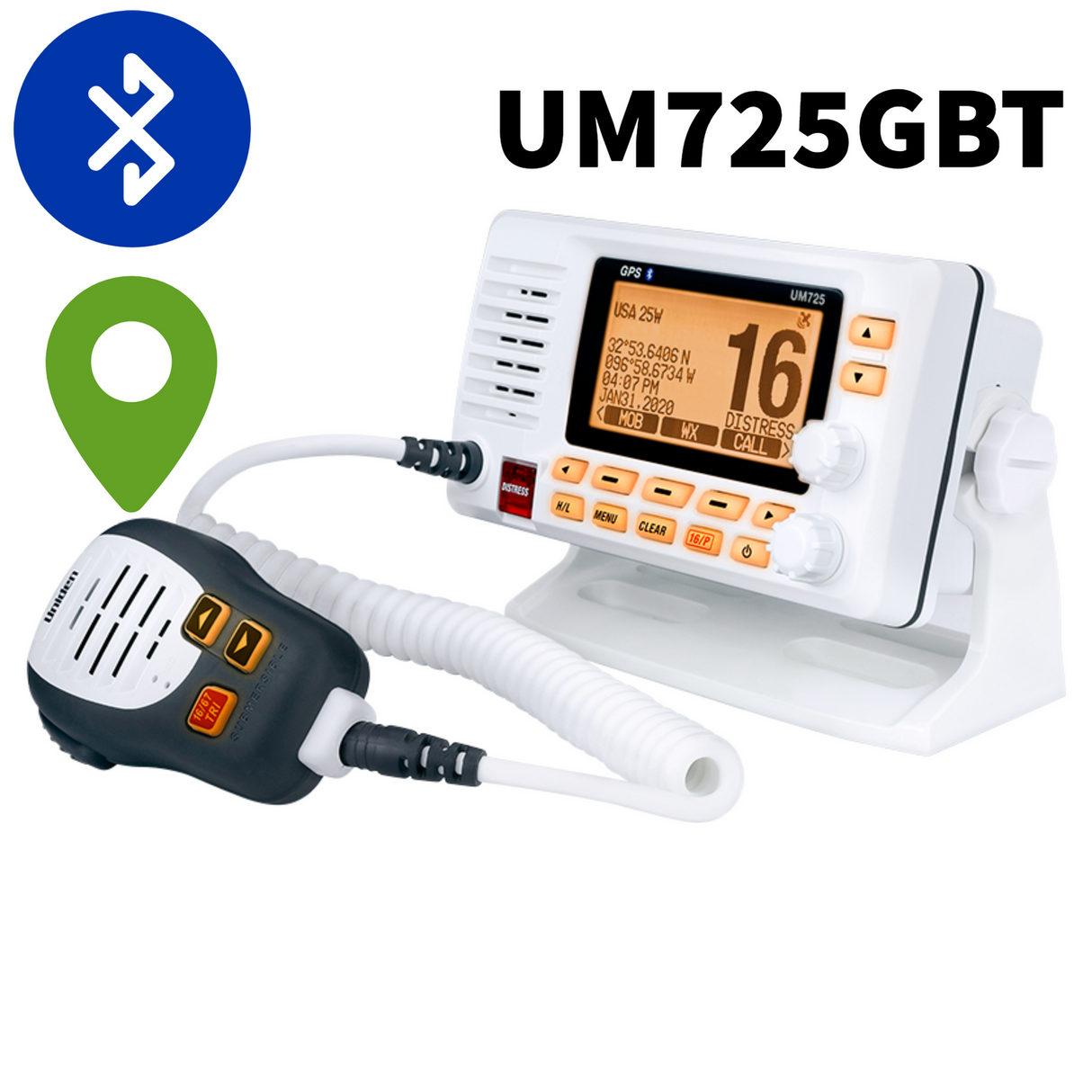 UM725GBT BK Uniden Ameri Vhf Um725Gbt Bk Gps Bluetooth N