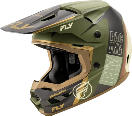 A0030594MD Fly Racing Kinetic Rally Helmet Matt Moss Gry/Khaki/Off-Wht Md - RV and Auto Parts