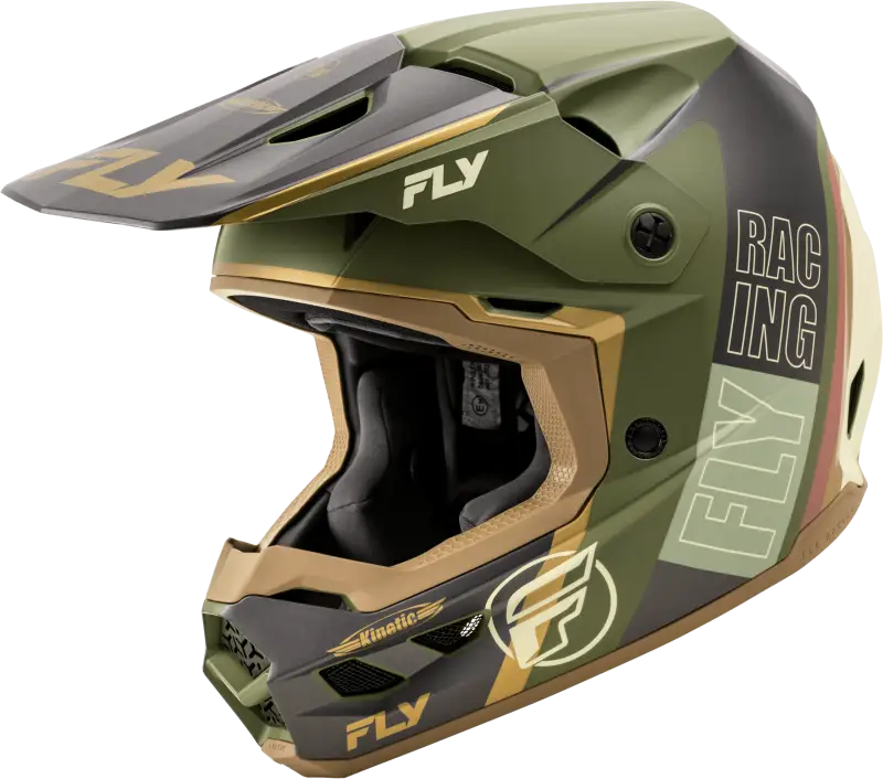 A0030594SM Fly Racing Kinetic Rally Helmet Matt Moss Gry/Khaki/Off-Wht Sm - RV and Auto Parts