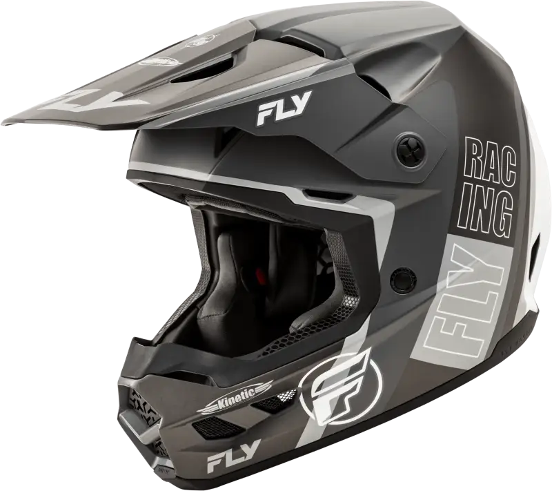 A0030611SM Fly Racing Kinetic Rally Helmet Matte Grey/Black/White Sm - RV and Auto Parts