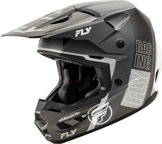 A0030611SM Fly Racing Kinetic Rally Helmet Matte Grey/Black/White Sm - RV and Auto Parts
