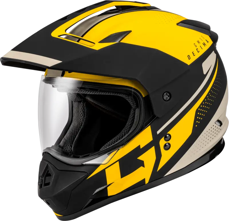 A11161224 Gmax Gm-11 Decima Helmet Matte Black/Yellow/Grey Sm - RV and Auto Parts
