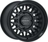 Black Raceline Pro-Spec wheel shown on Raceline Omega 15x10 wheel for off-road rides