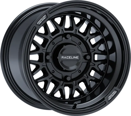 Black Raceline Omega wheel in Gloss Black finish for stylish Omega wheels look