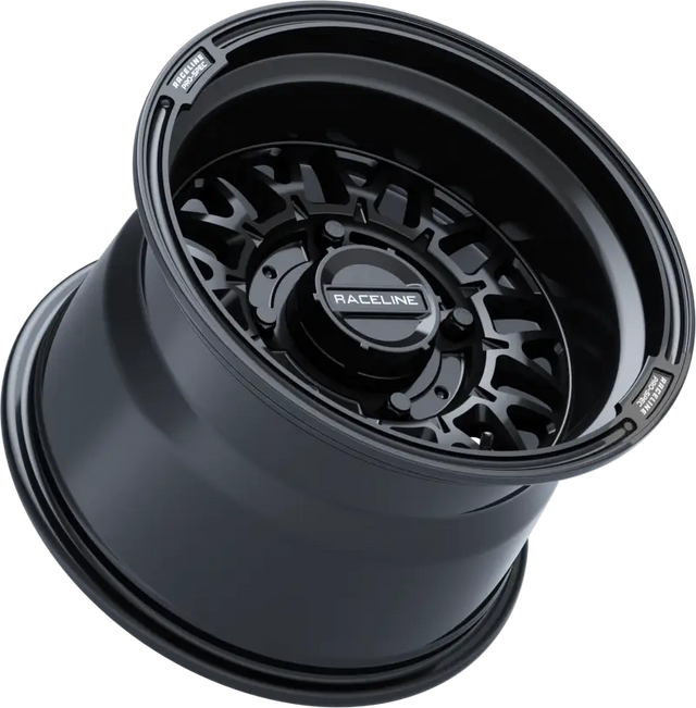 Black Raceline Omega wheel in Gloss Black finish, perfect for Omega Wheels collection