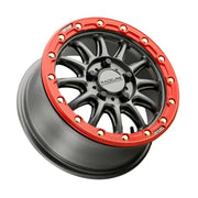 A14GR-57012 + 25 Raceline Alpha Bdlk 15X7 5/4.5 ( + 25Mm) Gunmetal/Red - A14 Beadlock Wheels