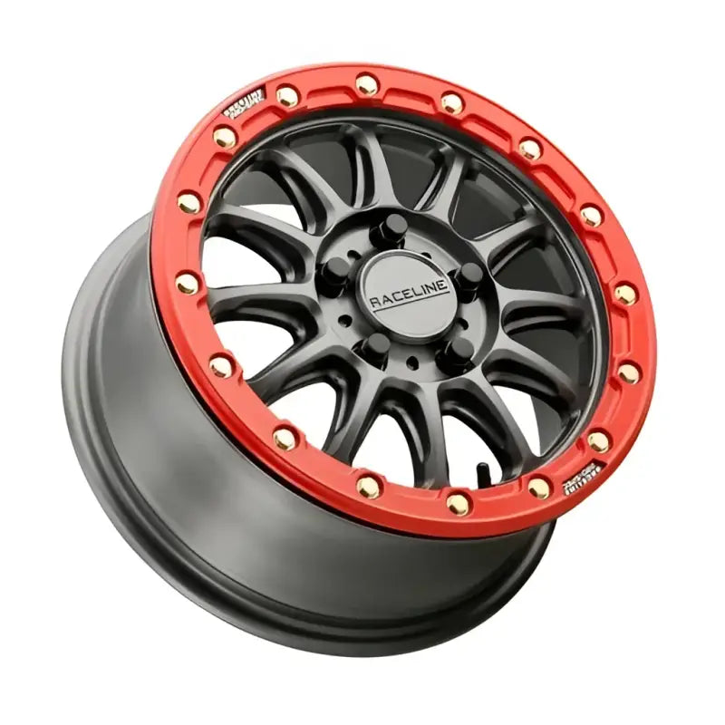 A14GR-57012 + 25 Raceline Alpha Bdlk 15X7 5/4.5 ( + 25Mm) Gunmetal/Red - A14 Beadlock Wheels