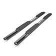 Chrome and black truck side steps on A1555S Trailfx oval step bar for Bronco 4Dr