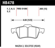 Hawk Performance HB478B.605 Hawk 2007-2010 Chevrolet Cobalt SS (With Brembo Brakes) HPS 5.0 Rear Brake Pads