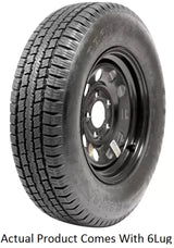 A225R645BMEM Taskmaster St225/75R15 10 Ply Provider tire on 15X6 wheel, durable trailer upgrade.