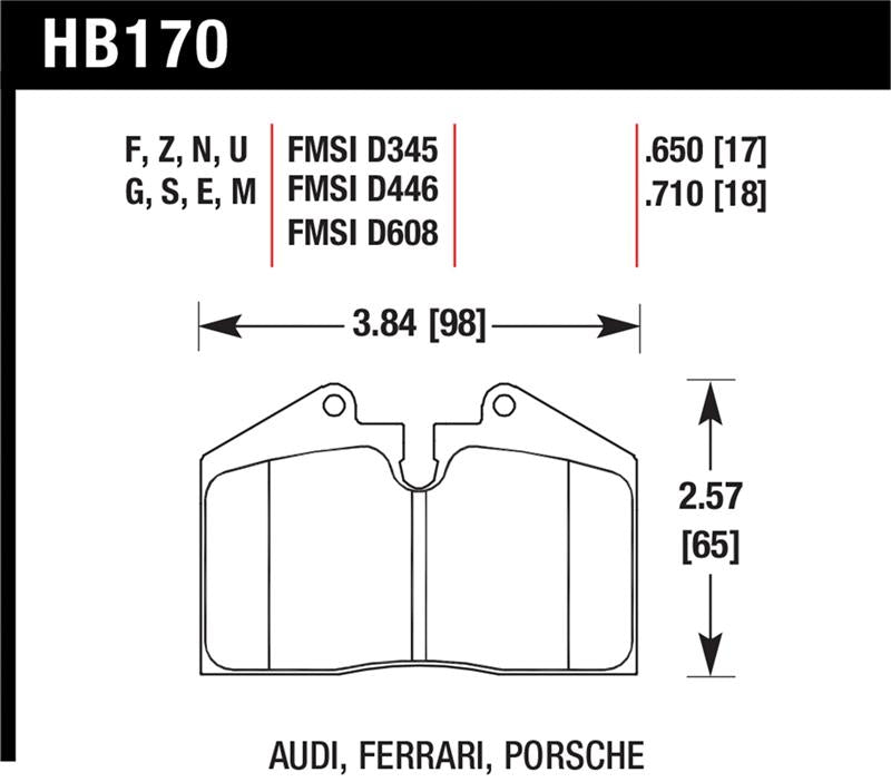 Hawk Performance HB170E.650 Hawk 89-94 Porsche 911 / 86-91 944 Front & Rear Blue 9012 Race Brake Pads