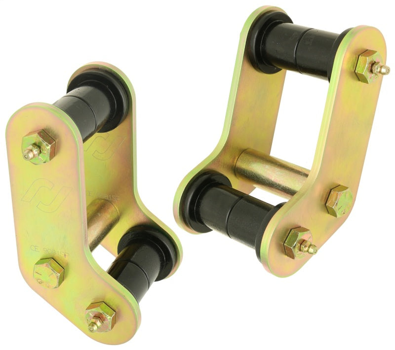 RockJock CE-9081 RockJock YJ Boomerang Leaf Spring Shackles Rear w/ Urethane Bushings HD Greasable Bolts Pair