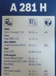A281H Bosch Wiper Blade - Windshield
