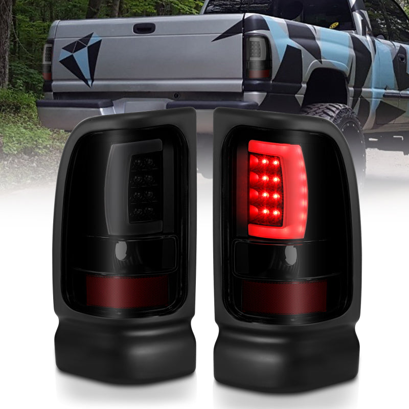 ANZO 311340 ANZO 1994-2001 Dodge Ram 1500 LED Taillights Plank Style Black w/Smoke Lens