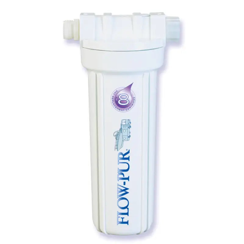 White A4000 Flow Purwatt filter with purple accents and 1 cubic foot resin Alamo logo