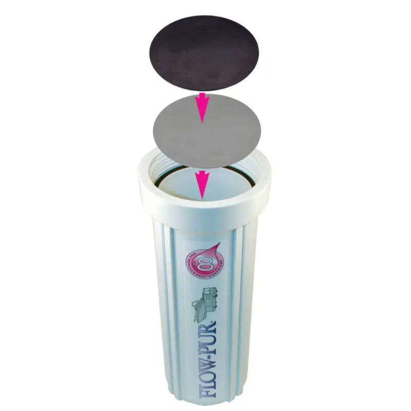 Houyuan white cylindrical water filter with 1 cubic foot resin, black gray discs