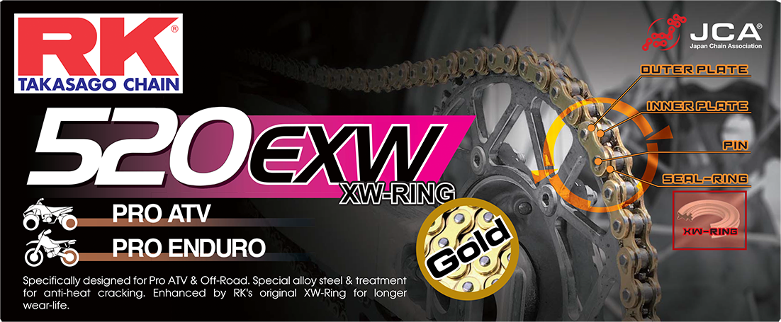 RK Excel 520 ZXW Drive Chain GB520EXW-120 - Gold GB520EXW 120