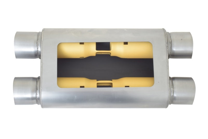 Gibson BM0111 Gibson MWA Superflow Dual/Dual Oval Muffler - 4x9x14in/2.5in Inlet/2.5in Outlet - Stainless