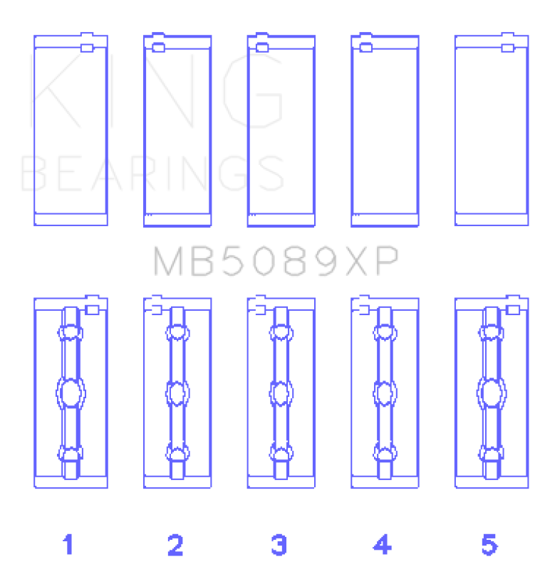 King Engine Bearings MB5089XP King Toyota 1RZ / 2RZ / 3RZ Crankshaft Main Bearing Set (Set of 5)